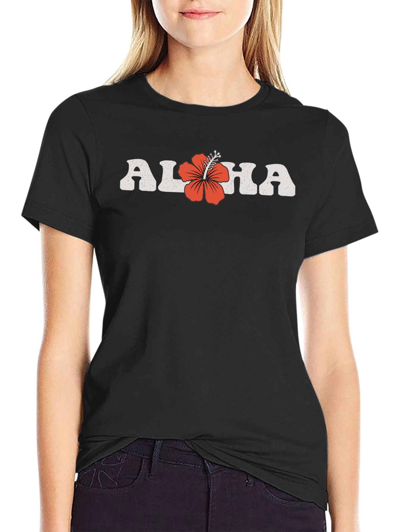 Retro Aloha Graphic Tee - Tropical Hibiscus Design