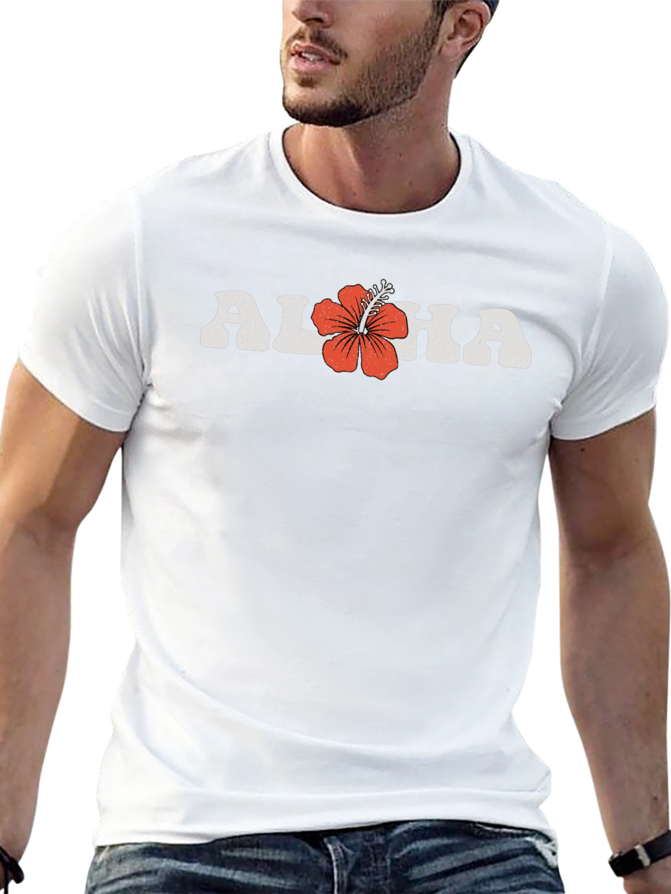 Retro Aloha Graphic Tee - Tropical Hibiscus Design