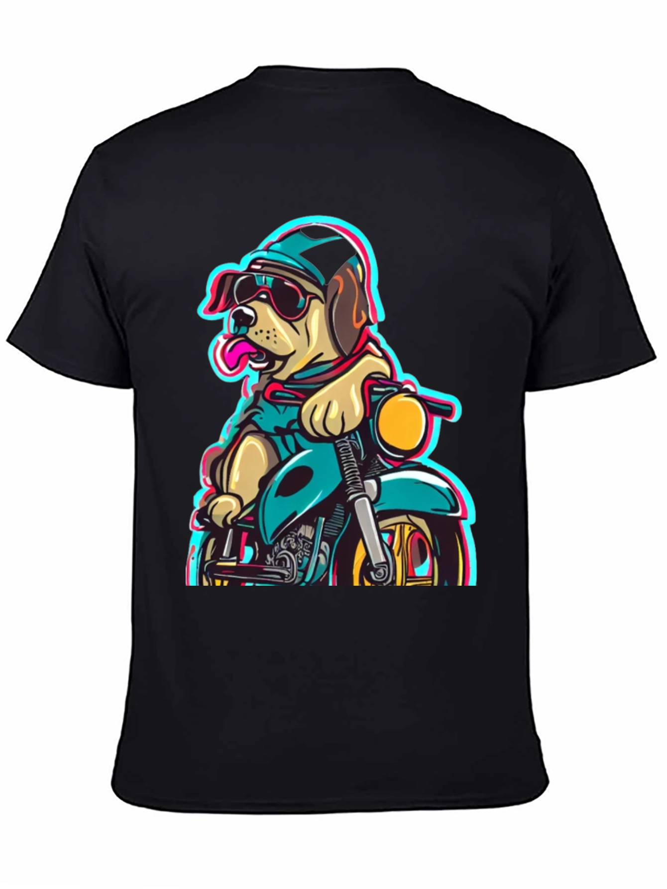 Dog on Motorcycle Graphic Tee - Cool Biker Style