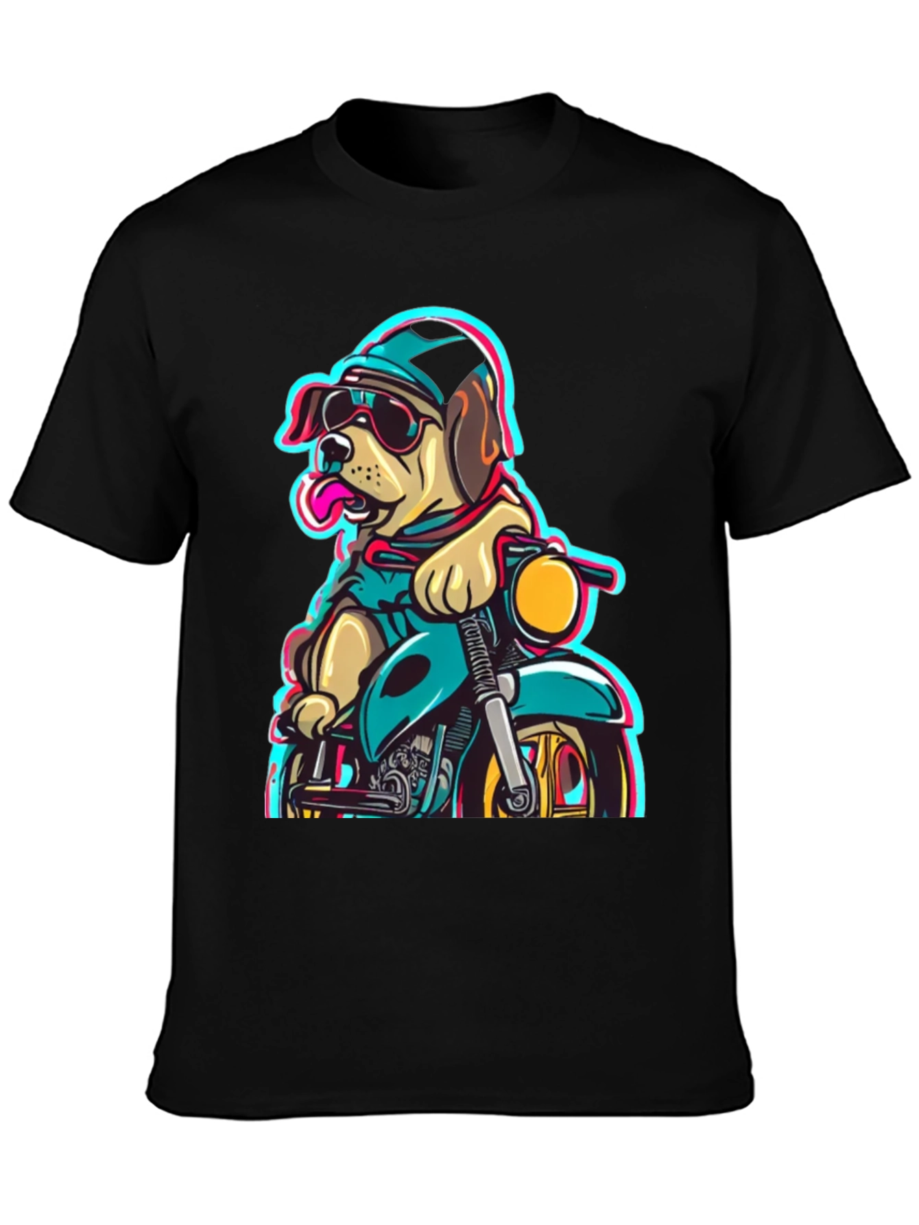 Dog on Motorcycle Graphic Tee - Cool Biker Style