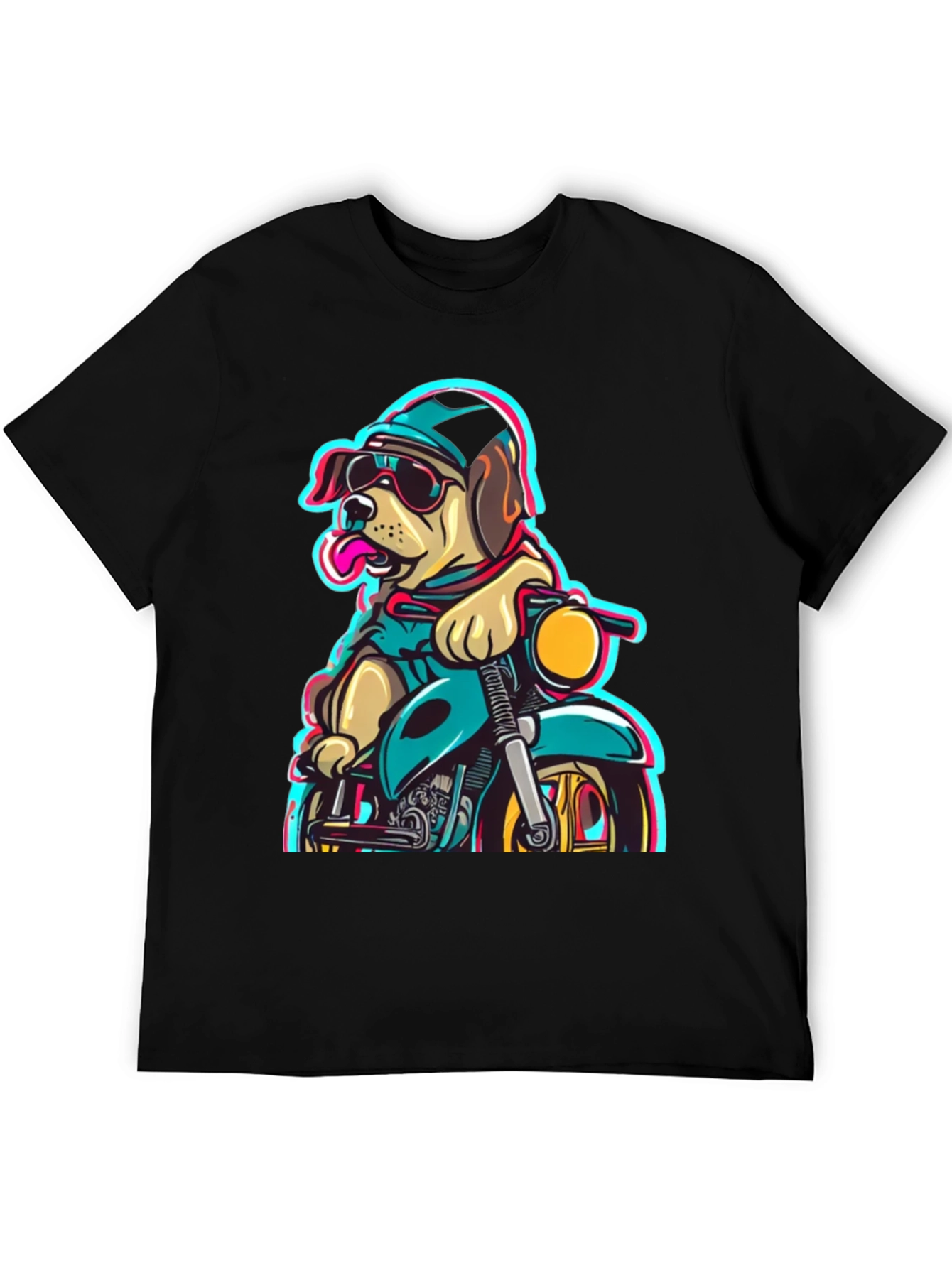 Dog on Motorcycle Graphic Tee - Cool Biker Style