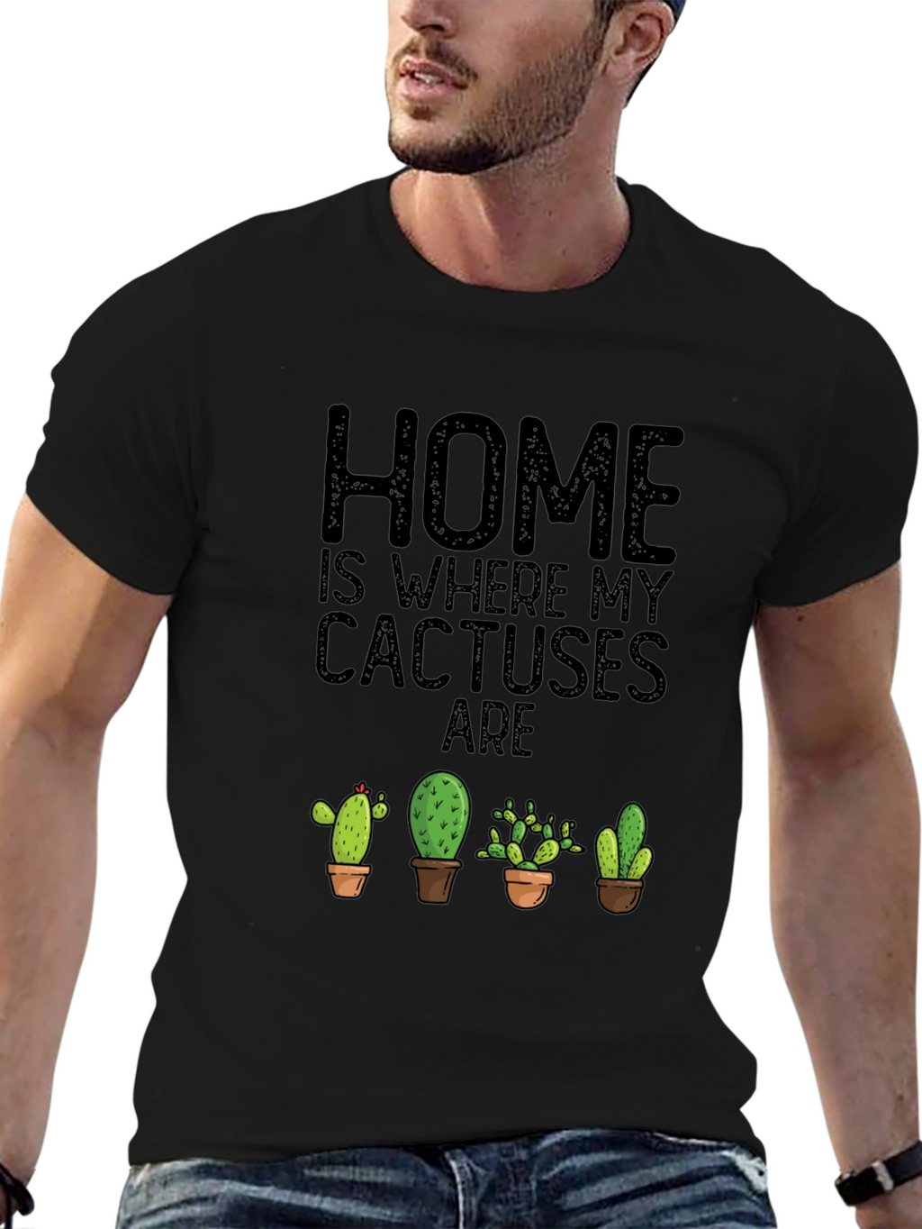 Cactus Lover Black T-Shirt