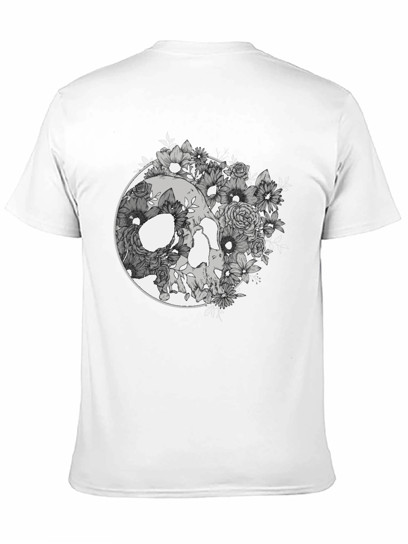 Floral Skull Graphic Tee - Mens Black T-Shirt