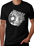 Floral Skull Graphic Tee - Mens Black T-Shirt