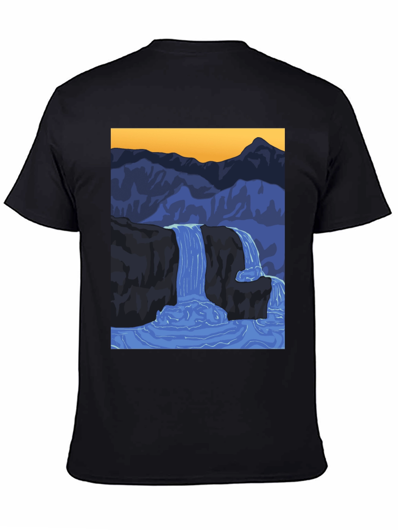 Waterfall Graphic Black T-Shirt