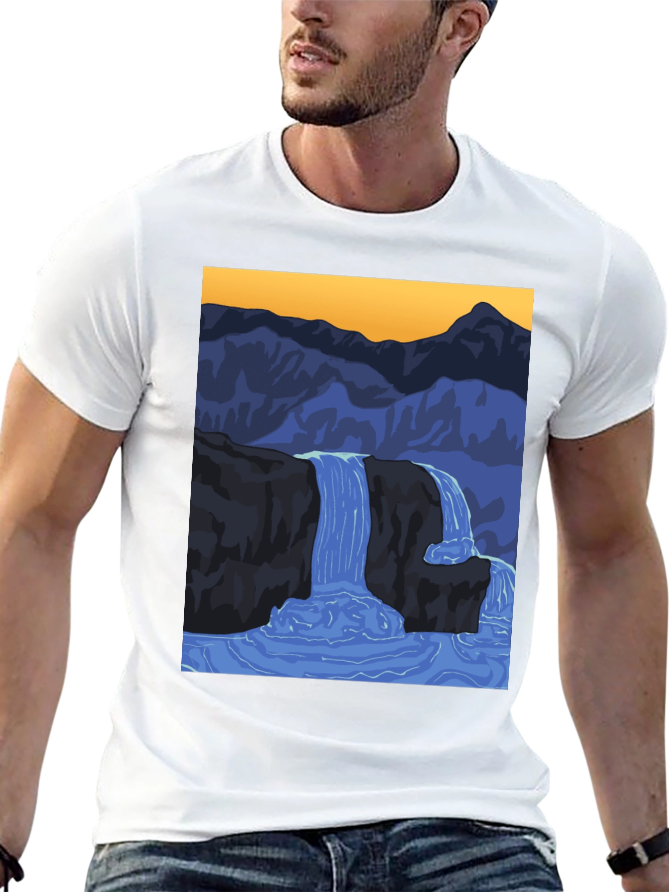 Waterfall Graphic Black T-Shirt