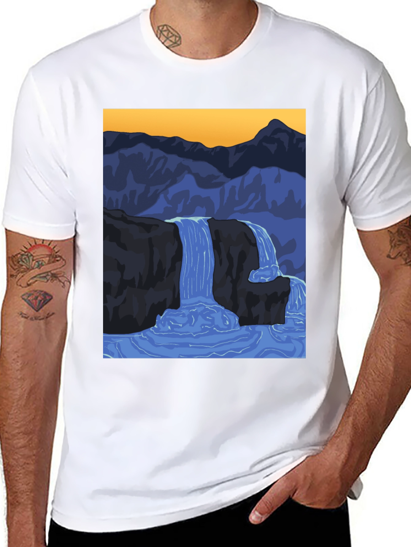 Waterfall Graphic Black T-Shirt