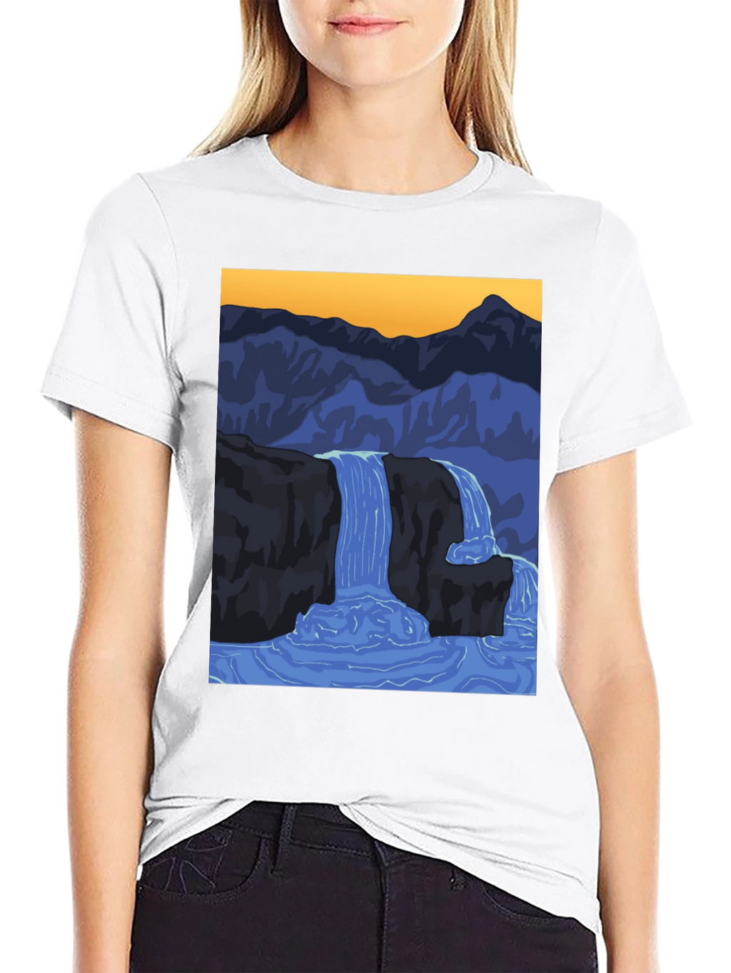 Waterfall Graphic Black T-Shirt