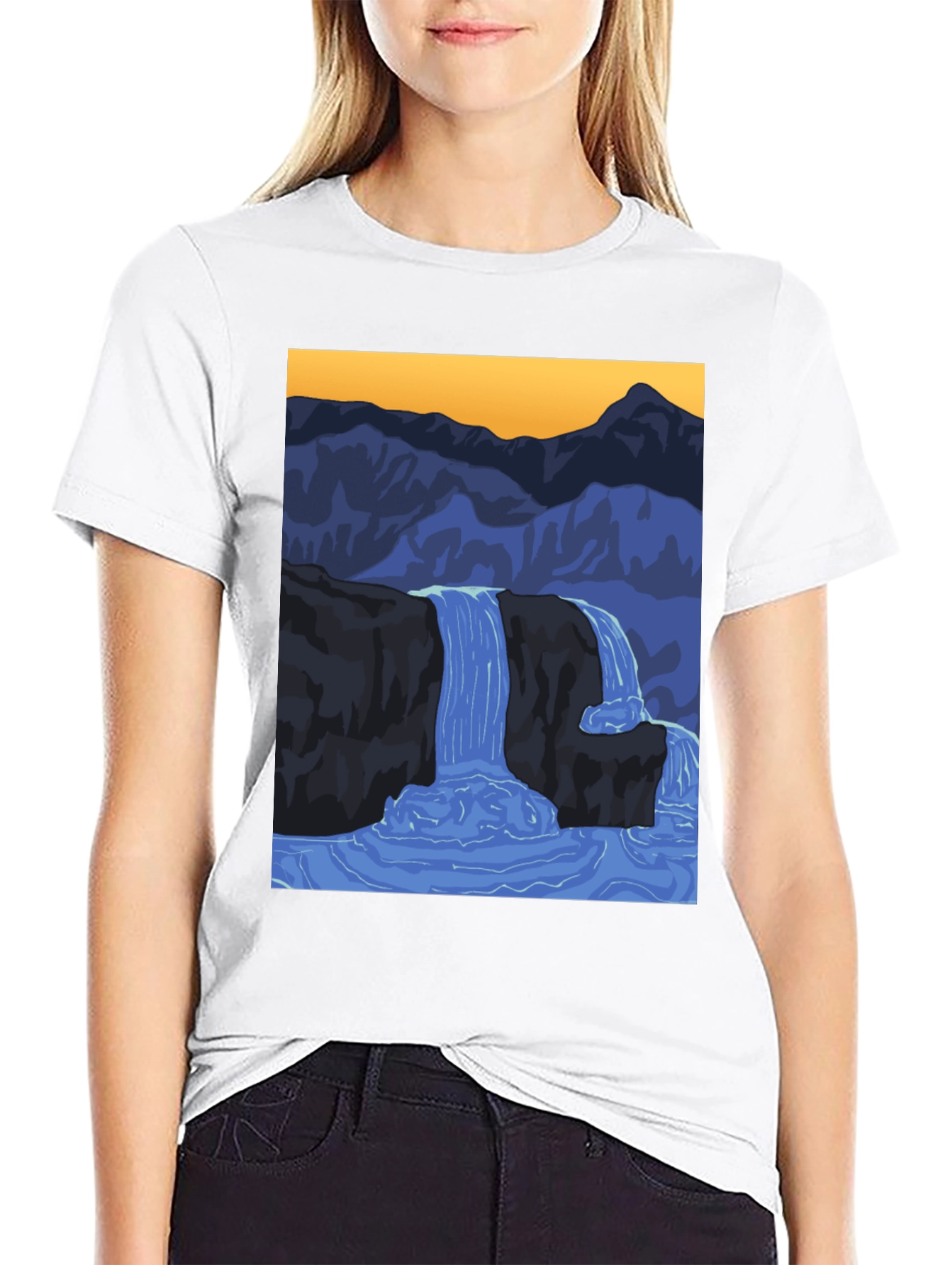 Waterfall Graphic Black T-Shirt