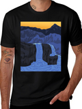 Waterfall Graphic Black T-Shirt