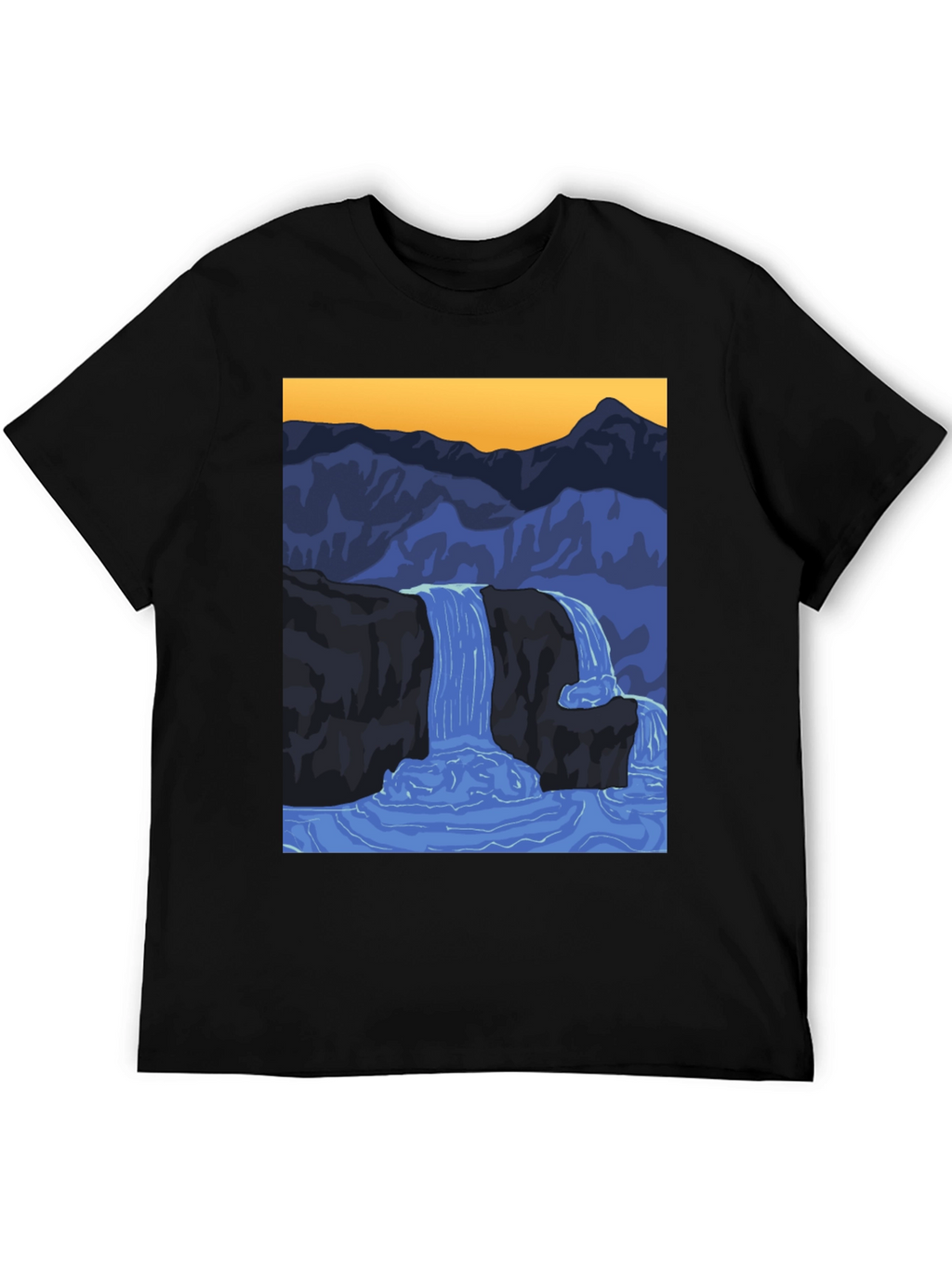 Waterfall Graphic Black T-Shirt