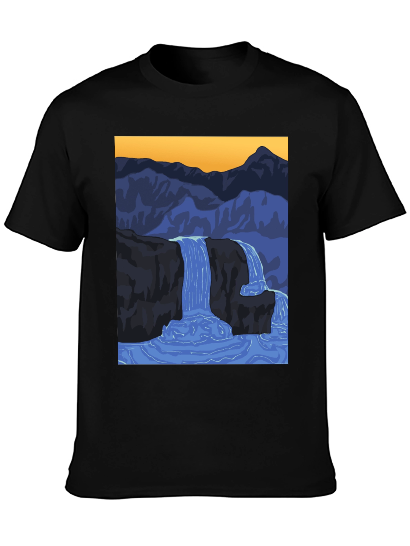 Waterfall Graphic Black T-Shirt