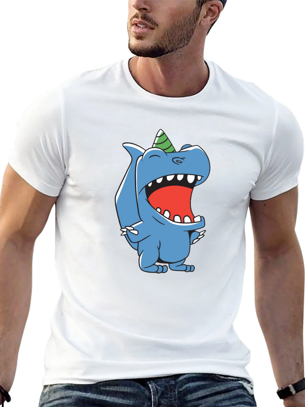 Cartoon Dinosaur Black T-Shirt