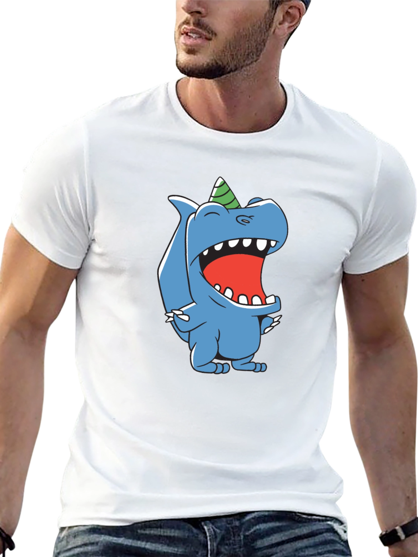 Cartoon Dinosaur Black T-Shirt