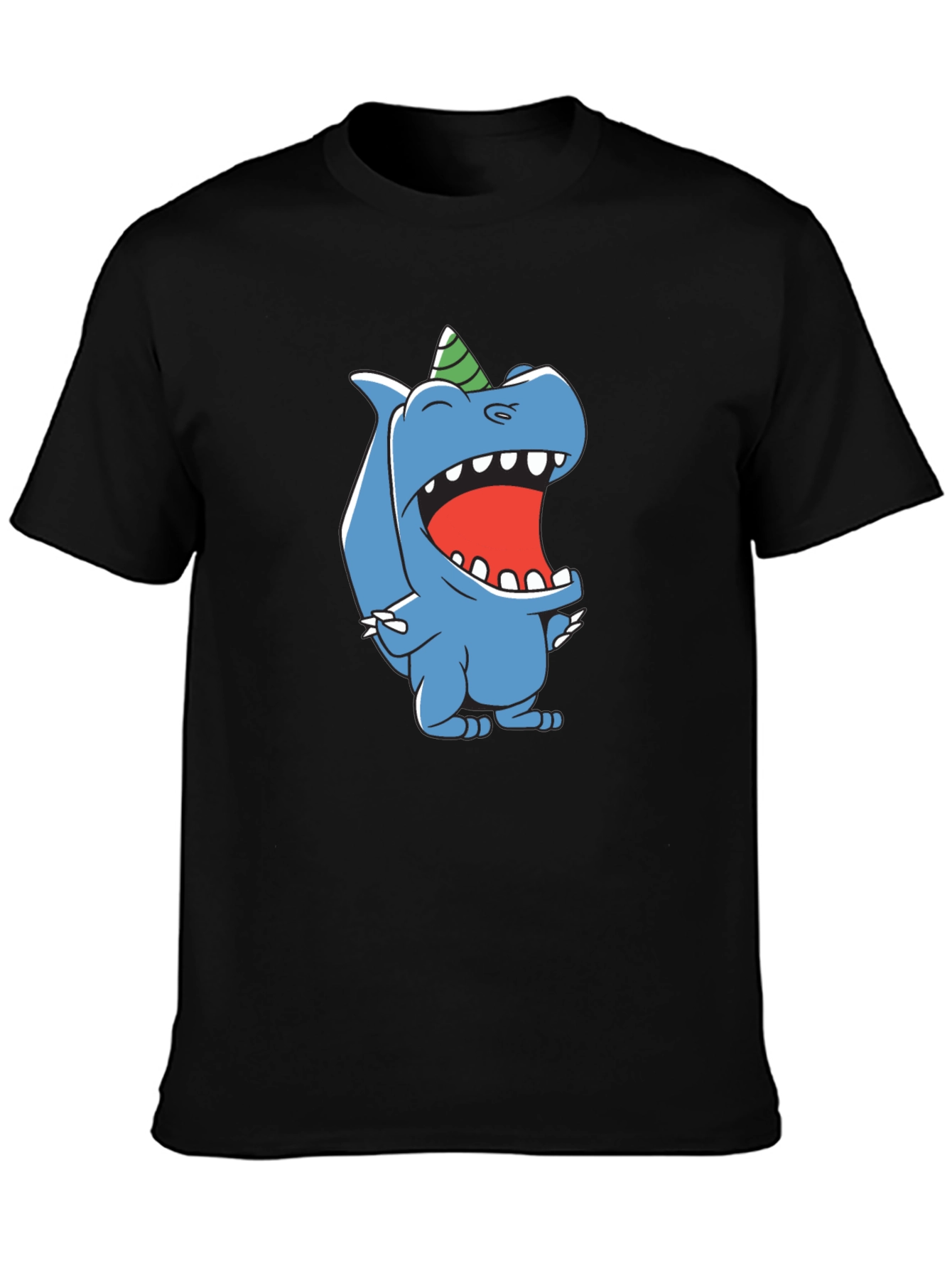 Cartoon Dinosaur Black T-Shirt