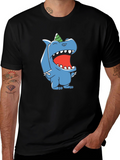 Cartoon Dinosaur Black T-Shirt