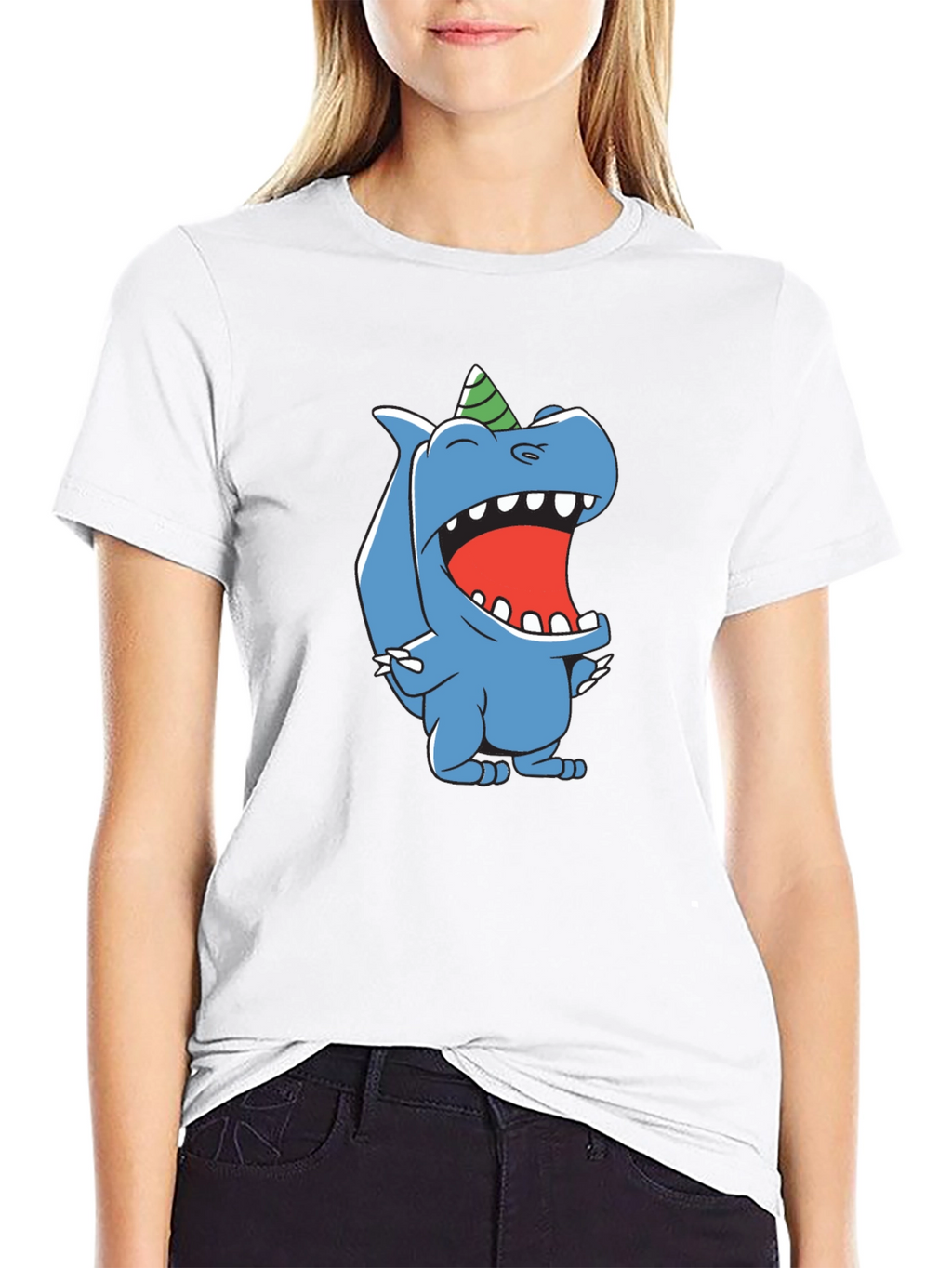 Cartoon Dinosaur Black T-Shirt