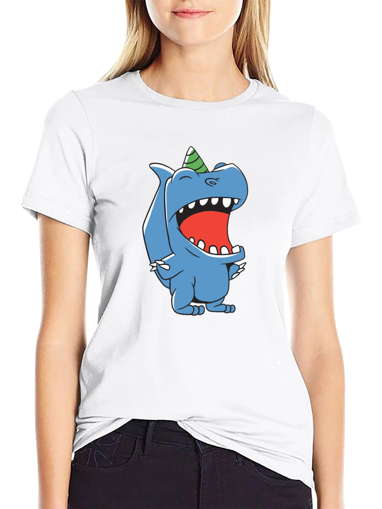 Cartoon Dinosaur Black T-Shirt