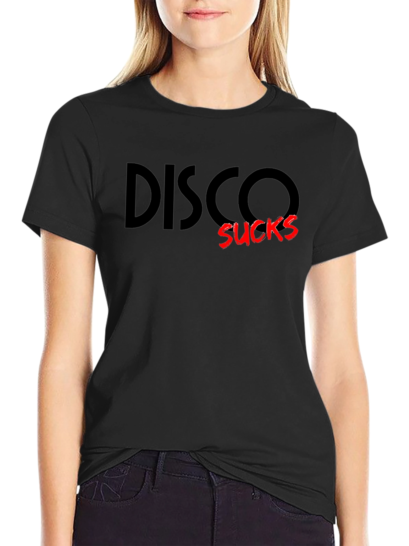 Disco Sucks Graphic Tee - Black Crew Neck