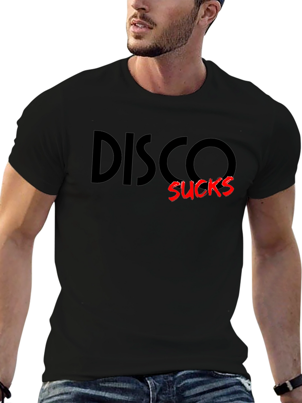 Disco Sucks Graphic Tee - Black Crew Neck