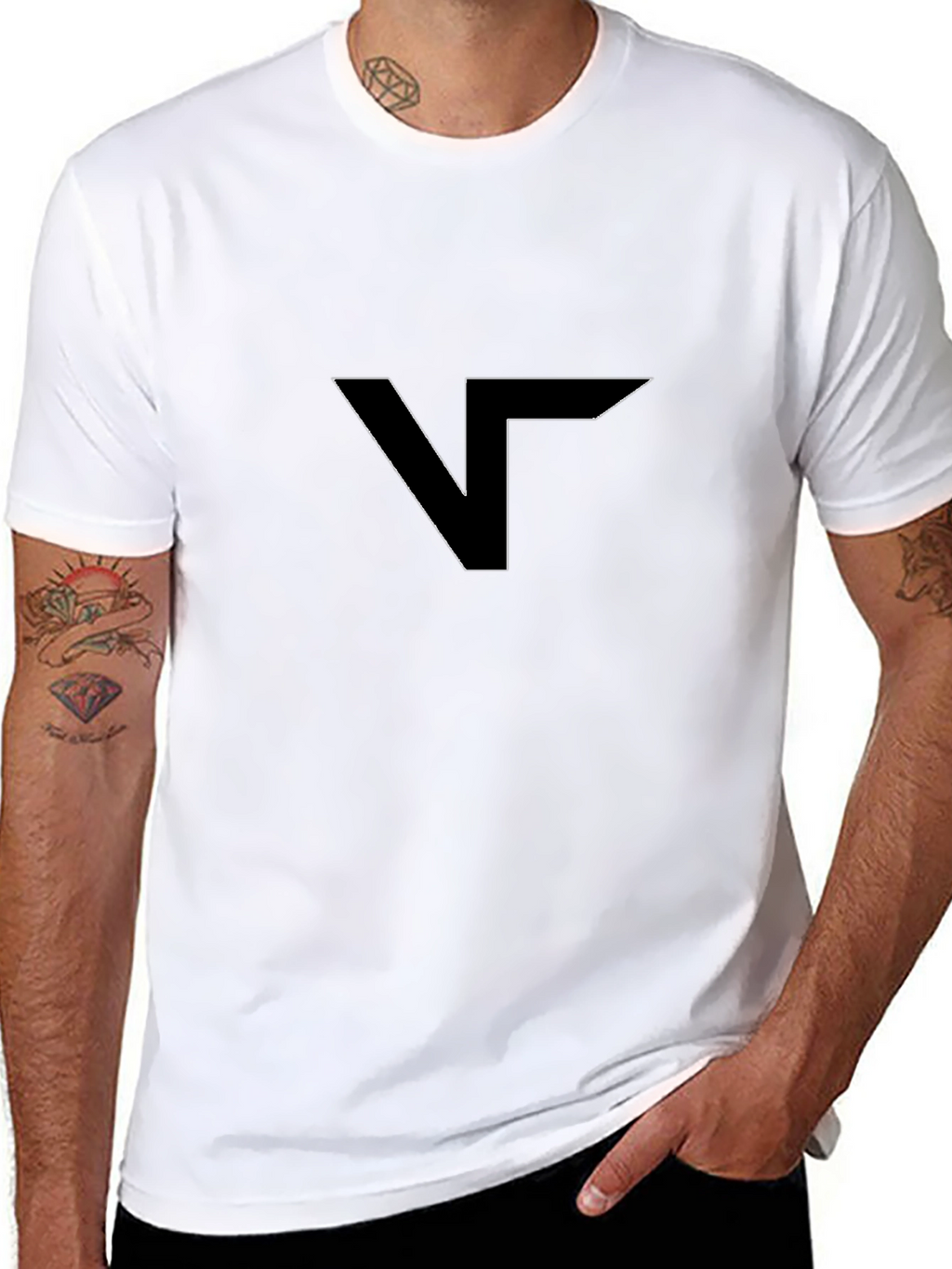 Modern Black T-Shirt with Geometric V Logo