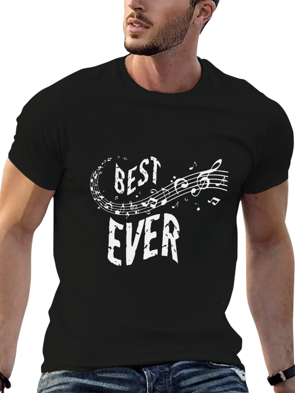 Best Ever Music Notes Graphic Tee - Black