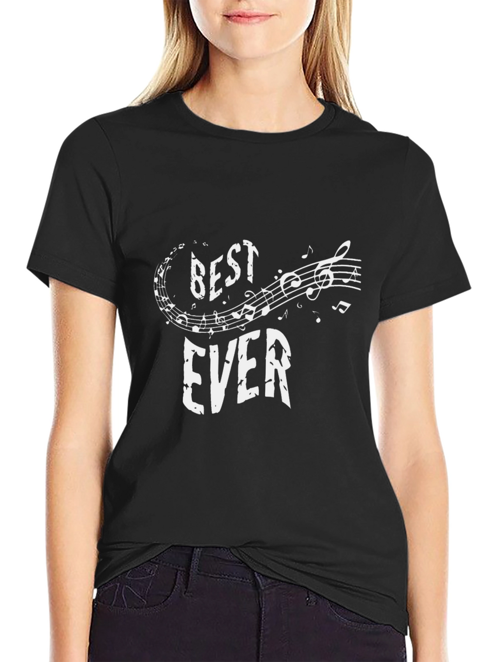 Best Ever Music Notes Graphic Tee - Black
