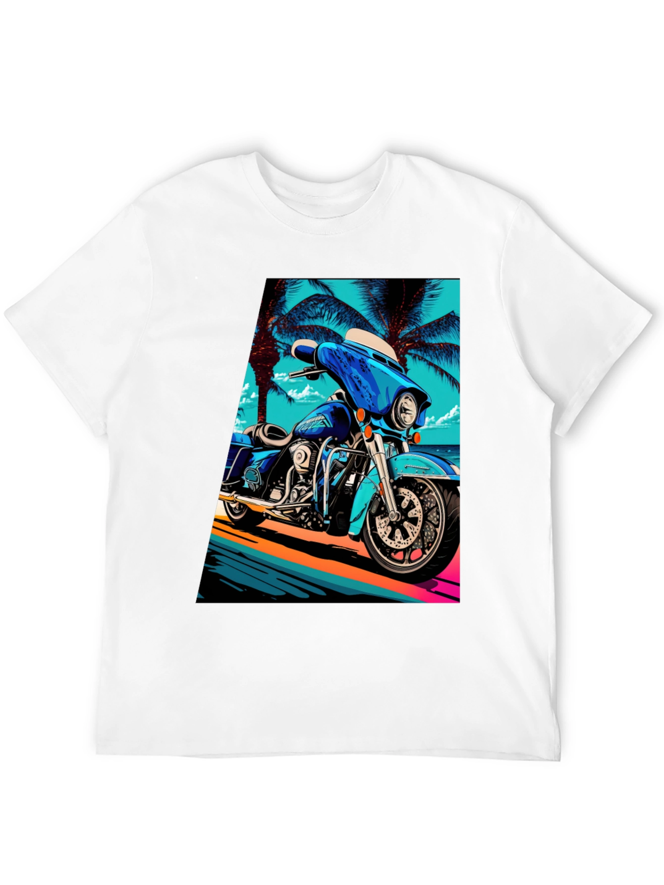 Motorcycle Beach Graphic Tee - Cool Black T-Shirt