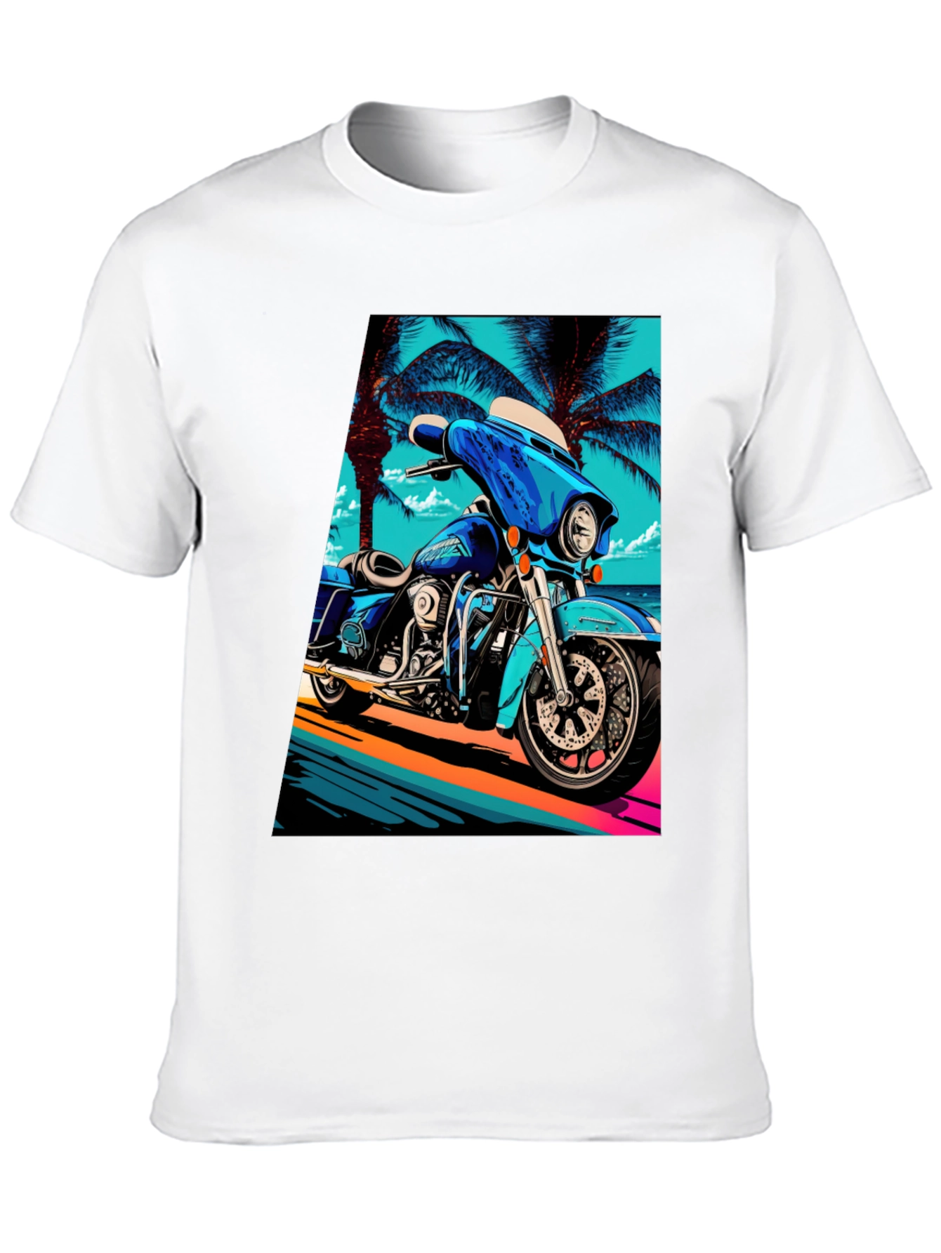 Motorcycle Beach Graphic Tee - Cool Black T-Shirt