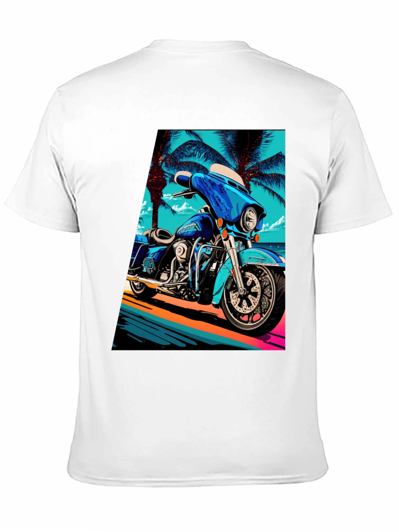 Motorcycle Beach Graphic Tee - Cool Black T-Shirt