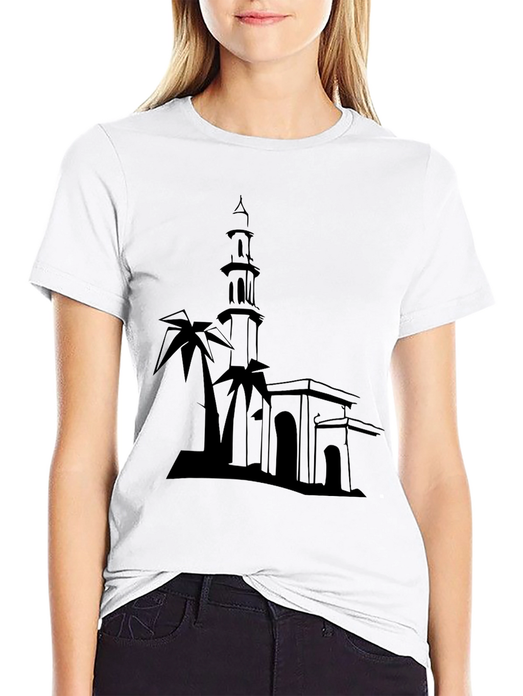 Silhouette Mosque T-Shirt - Stylish Black Tee