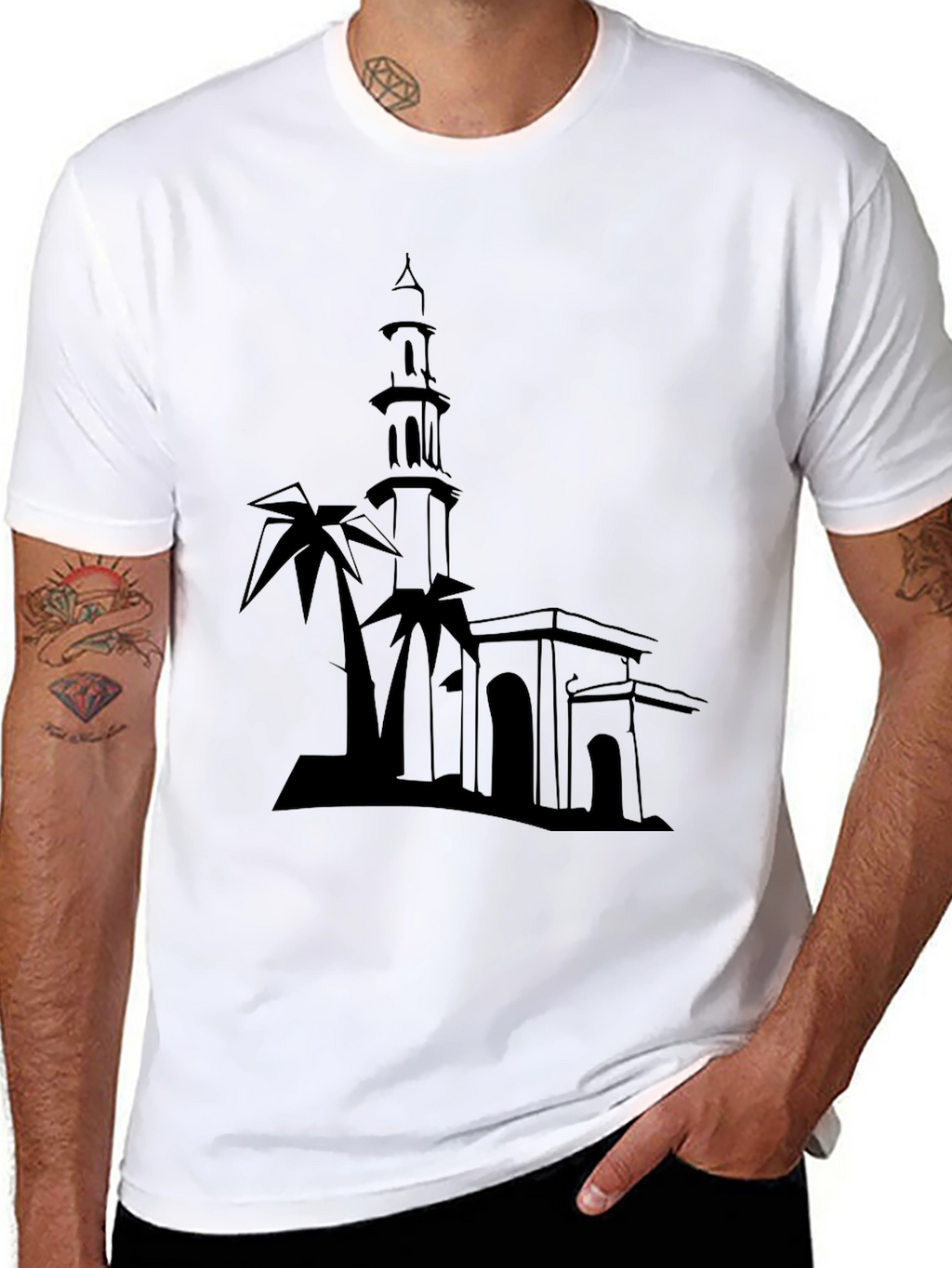 Silhouette Mosque T-Shirt - Stylish Black Tee