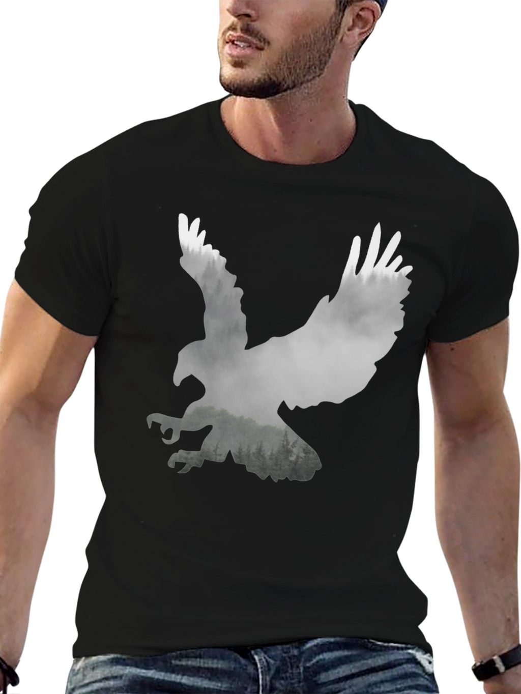 Eagle Silhouette Graphic Tee - Nature Inspired Style