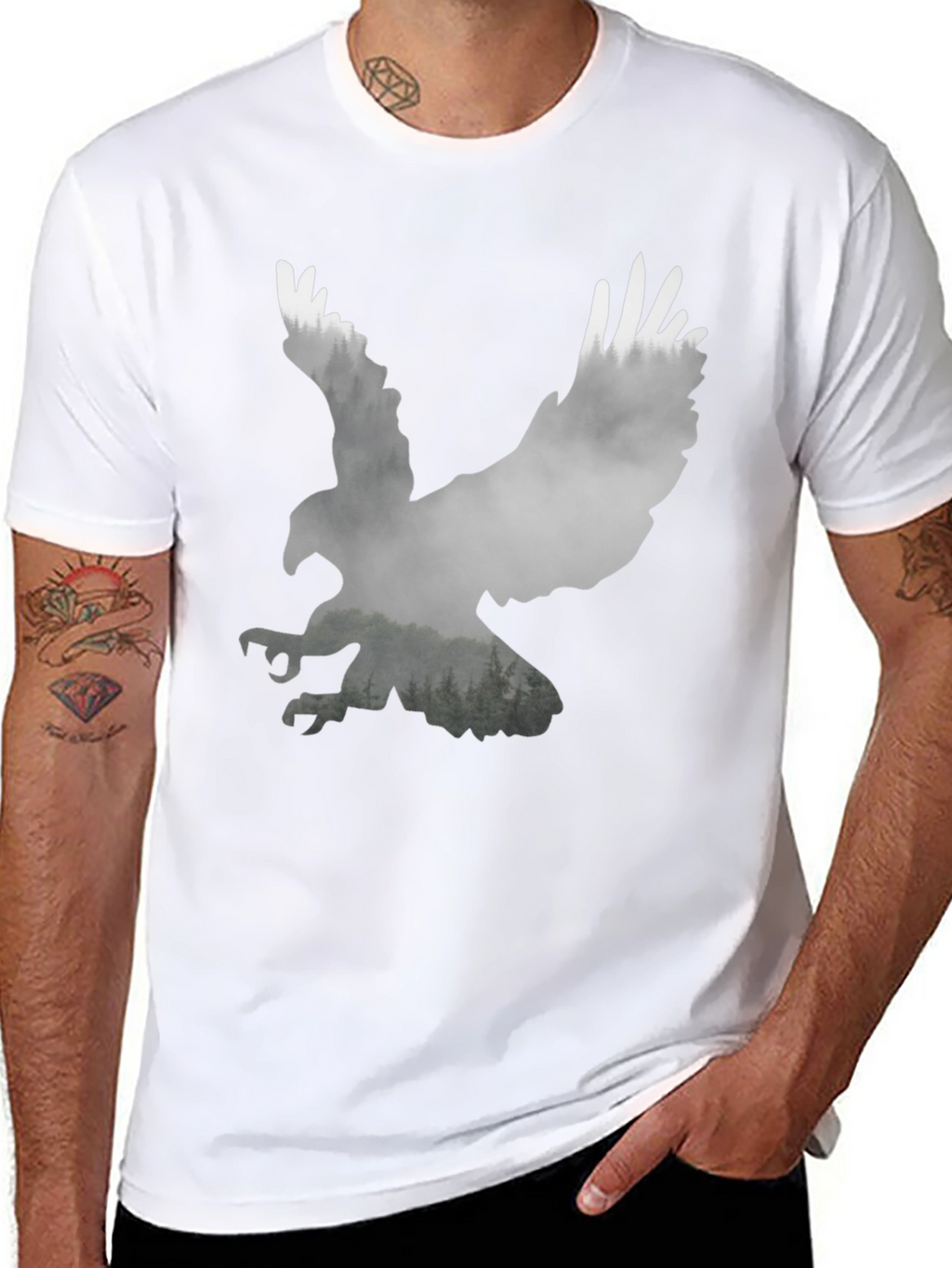 Eagle Silhouette Graphic Tee - Nature Inspired Style