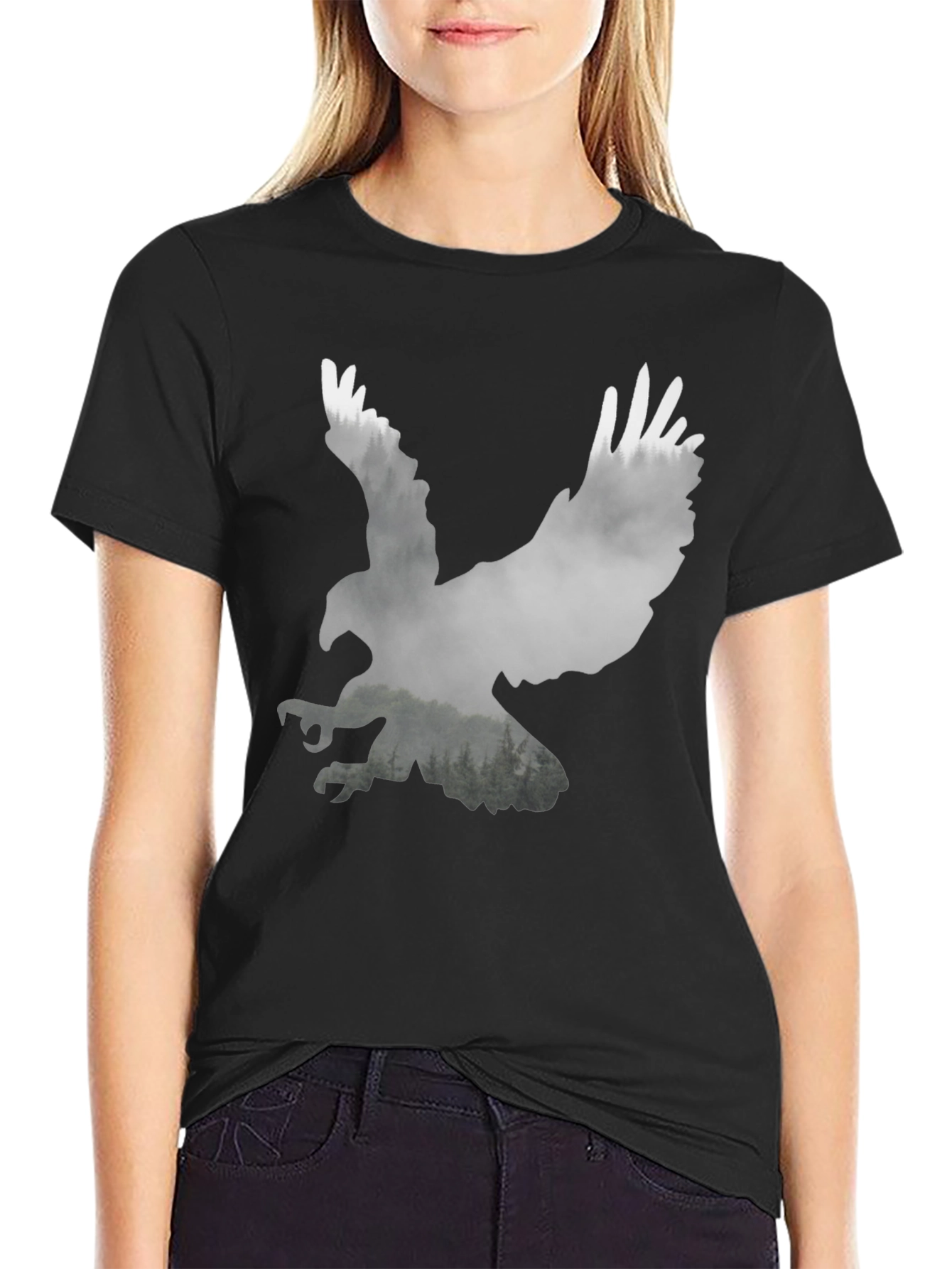 Eagle Silhouette Graphic Tee - Nature Inspired Style