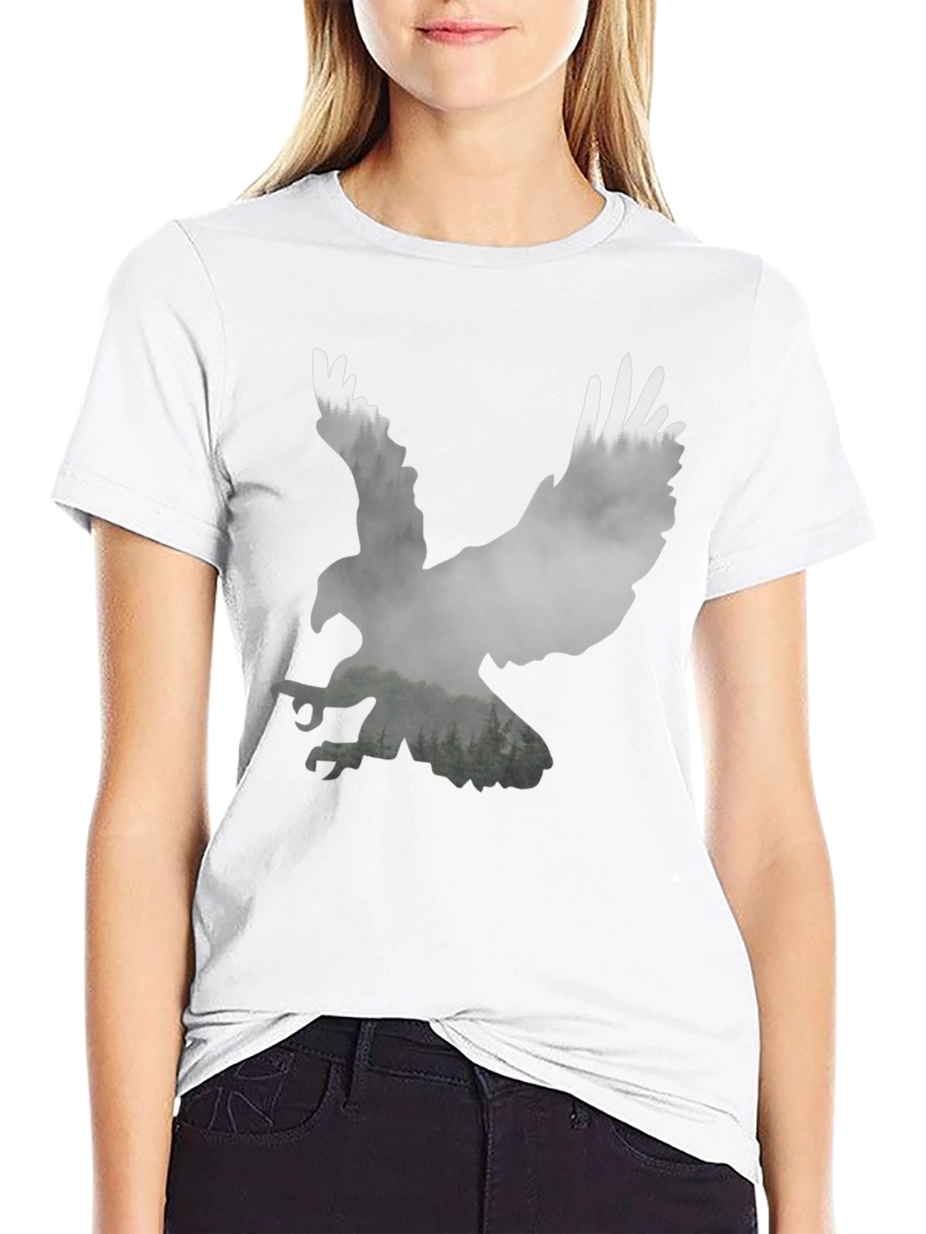 Eagle Silhouette Graphic Tee - Nature Inspired Style