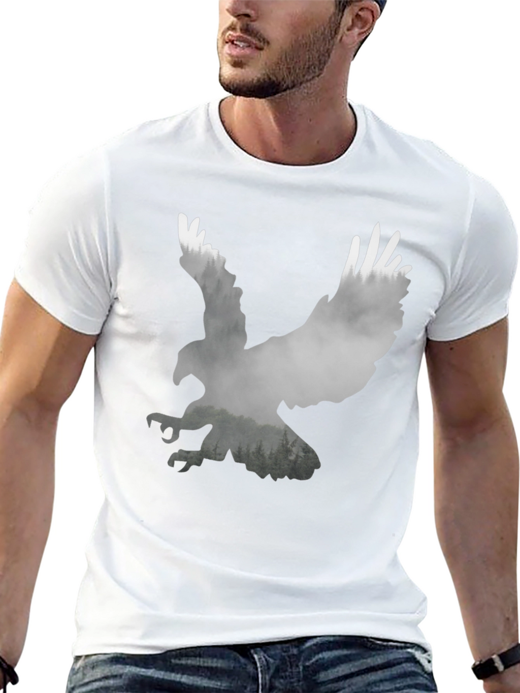 Eagle Silhouette Graphic Tee - Nature Inspired Style