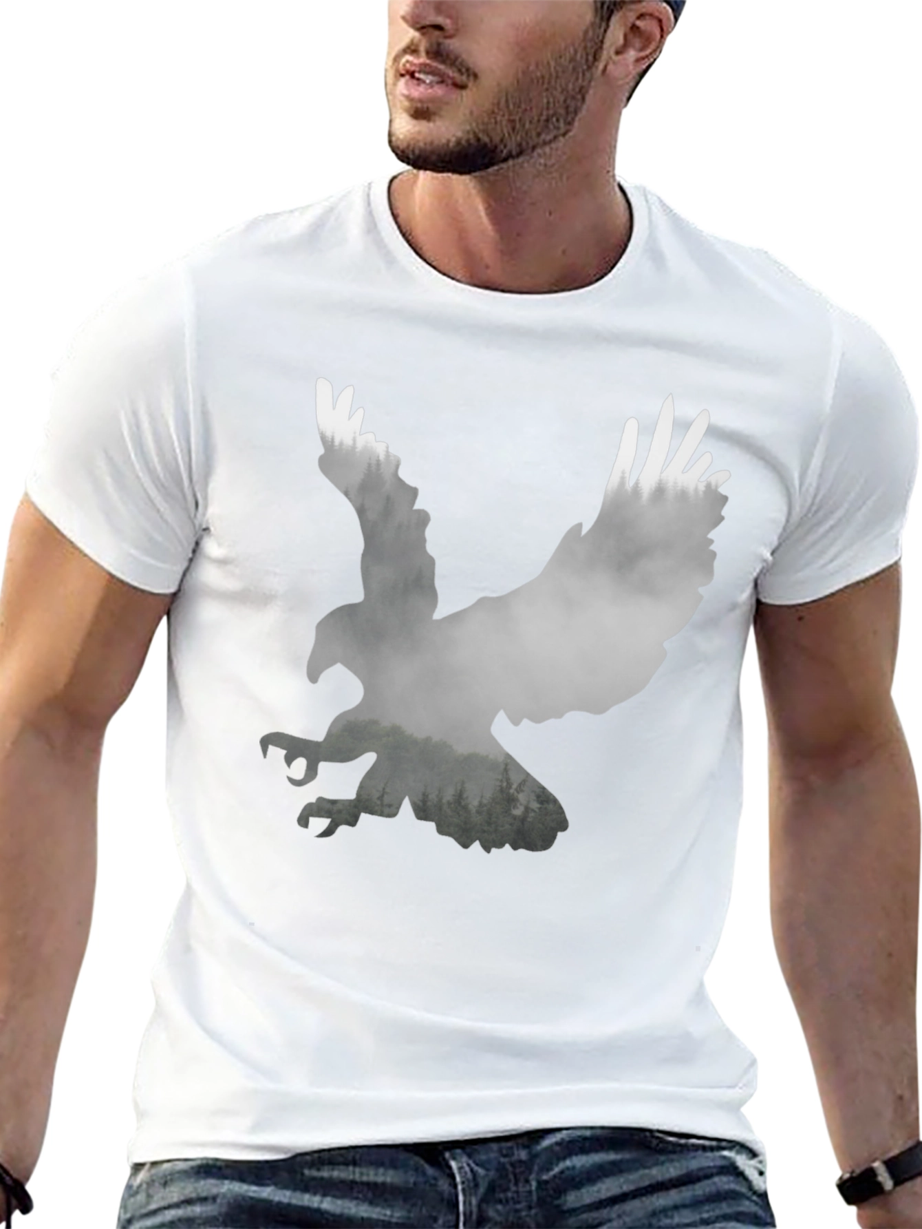Eagle Silhouette Graphic Tee - Nature Inspired Style