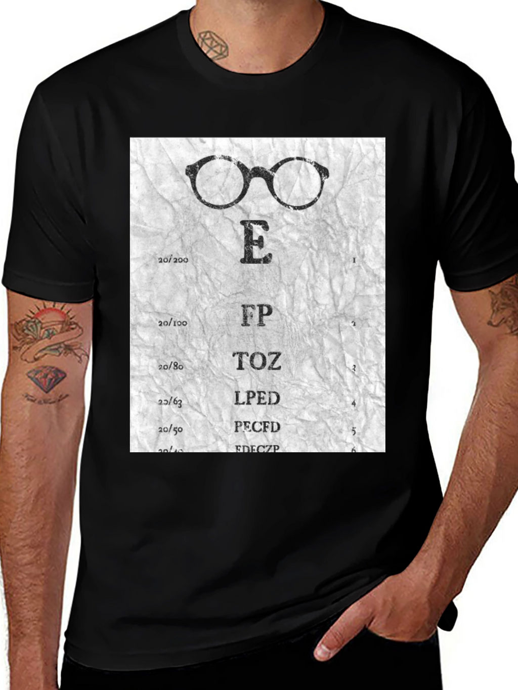 Eye Chart Glasses Graphic T-Shirt