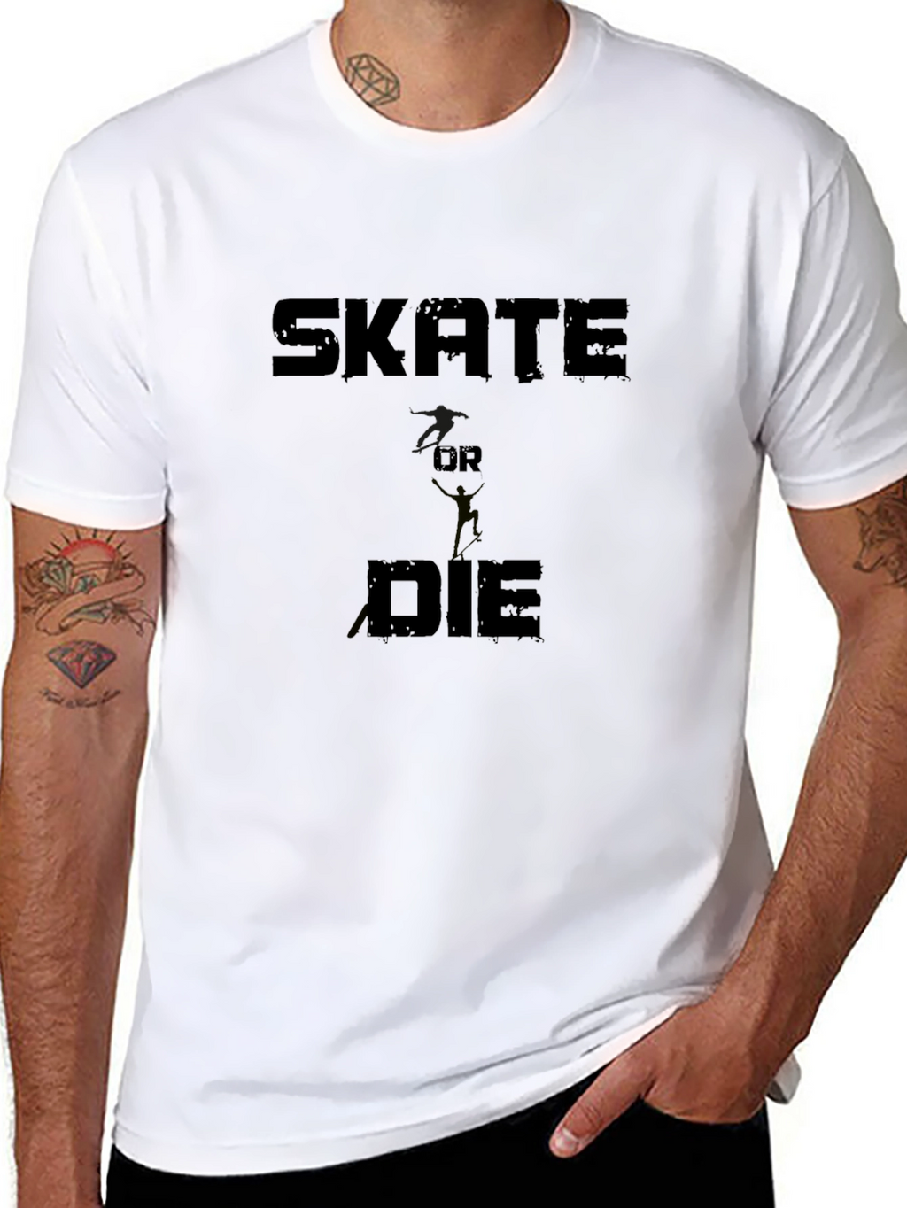 Skate Or Die Graphic Print Black T-Shirt