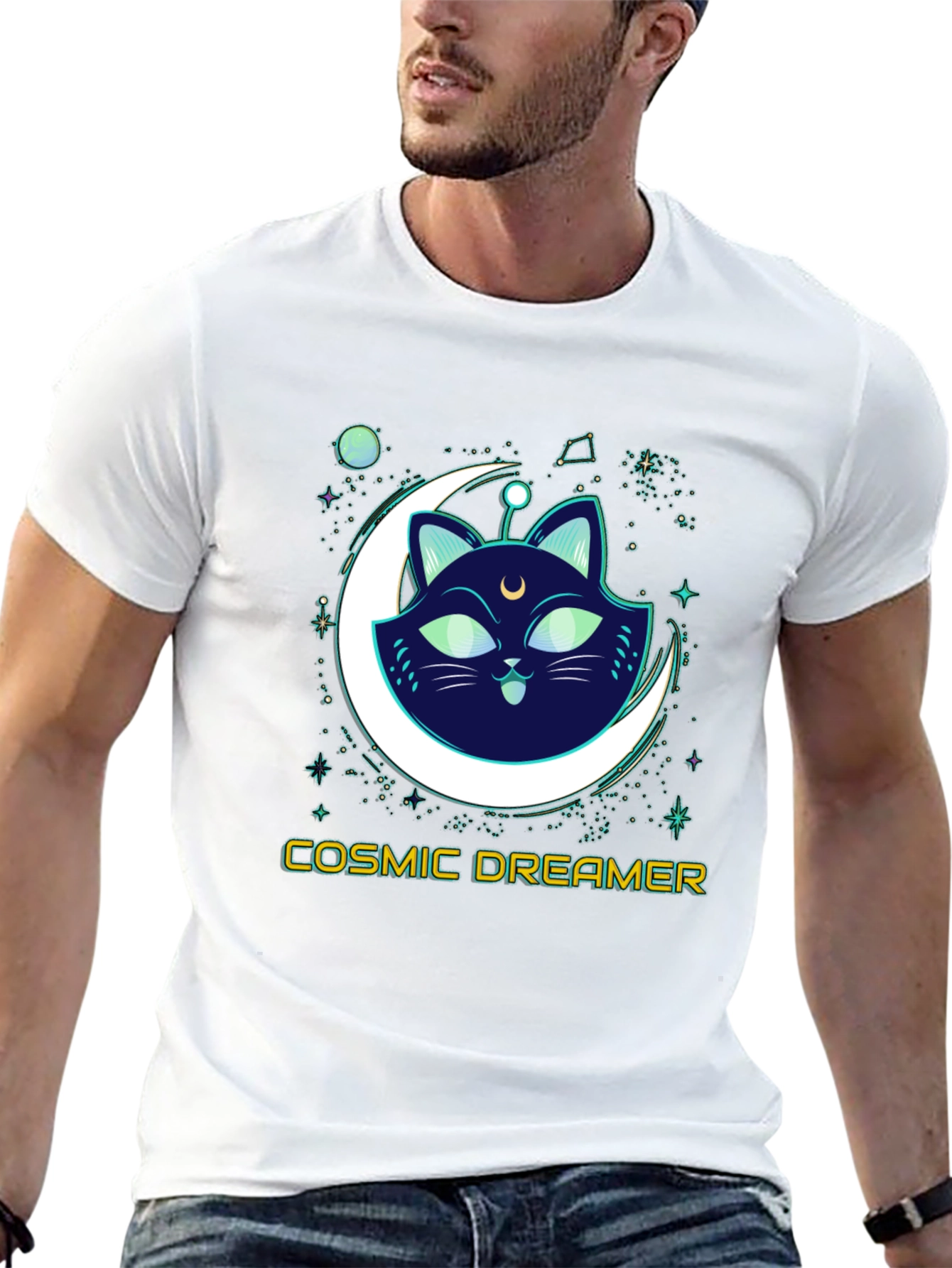 Cosmic Dreamer Cat T-Shirt