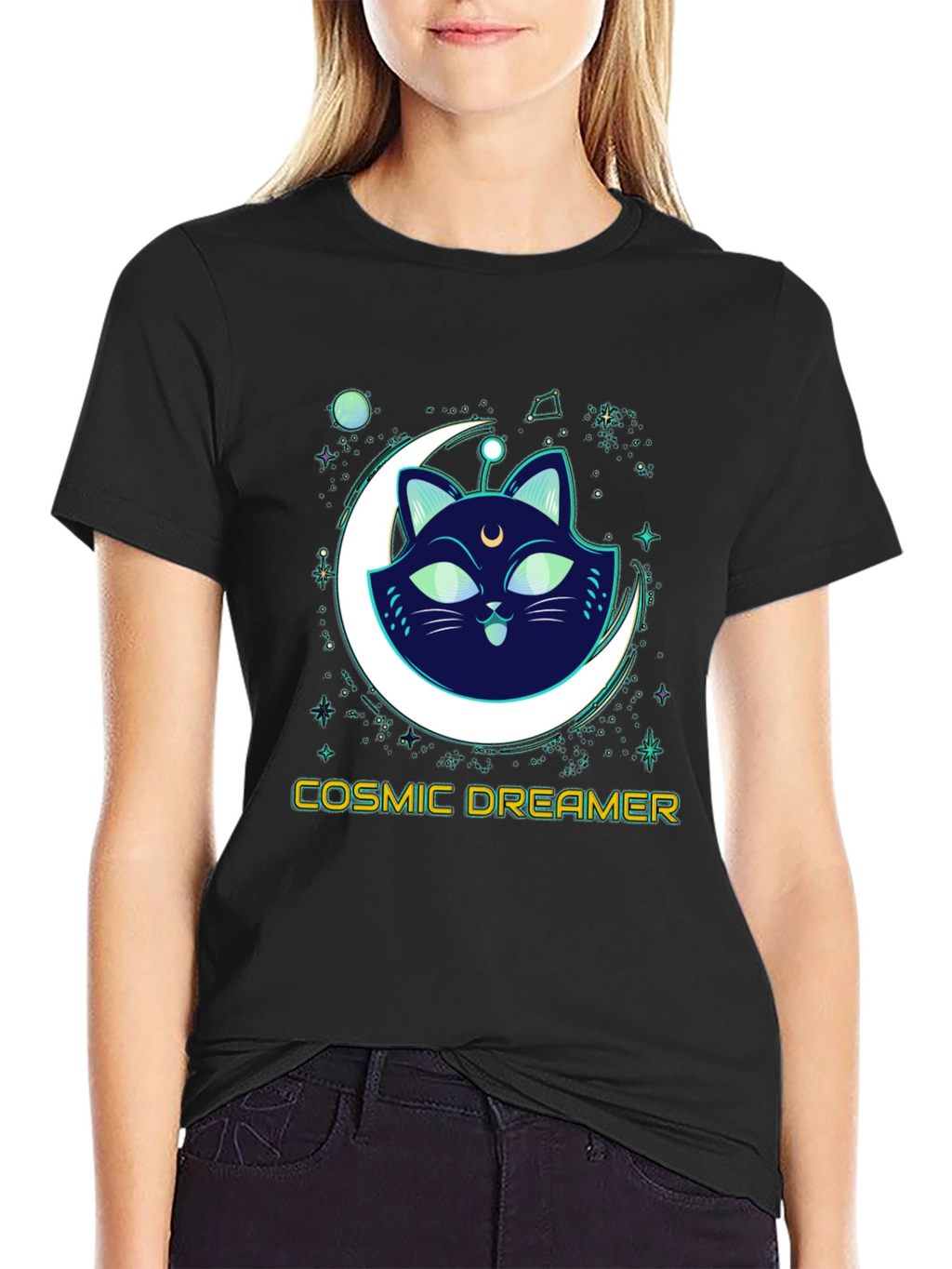 Cosmic Dreamer Cat T-Shirt