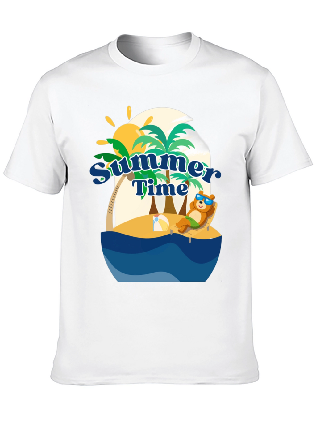 Summer Time Beach Bear Graphic T-Shirt