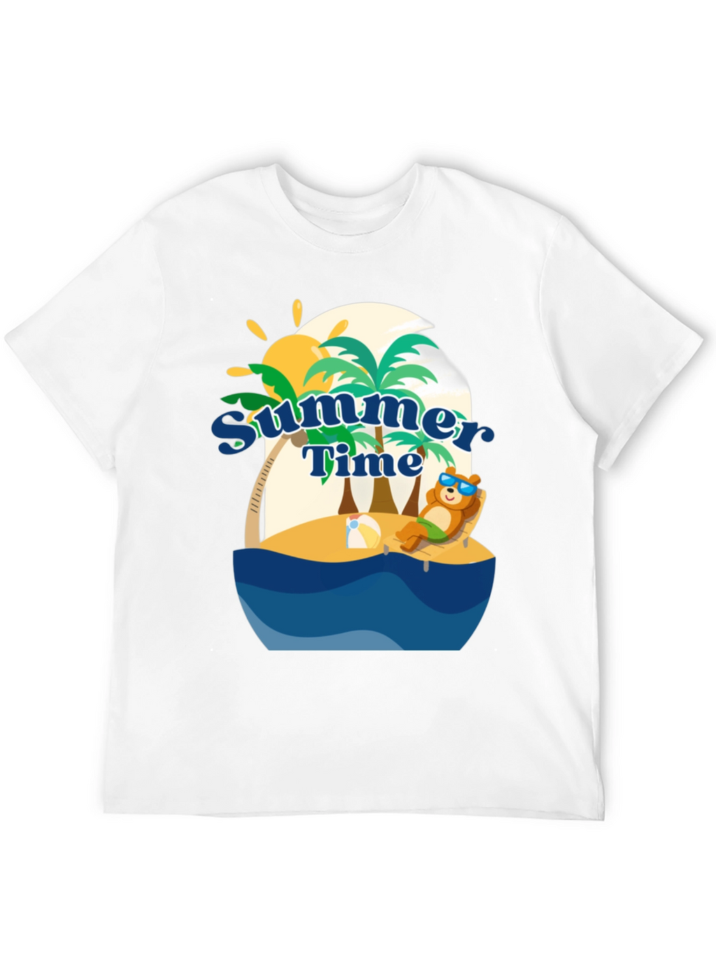 Summer Time Beach Bear Graphic T-Shirt