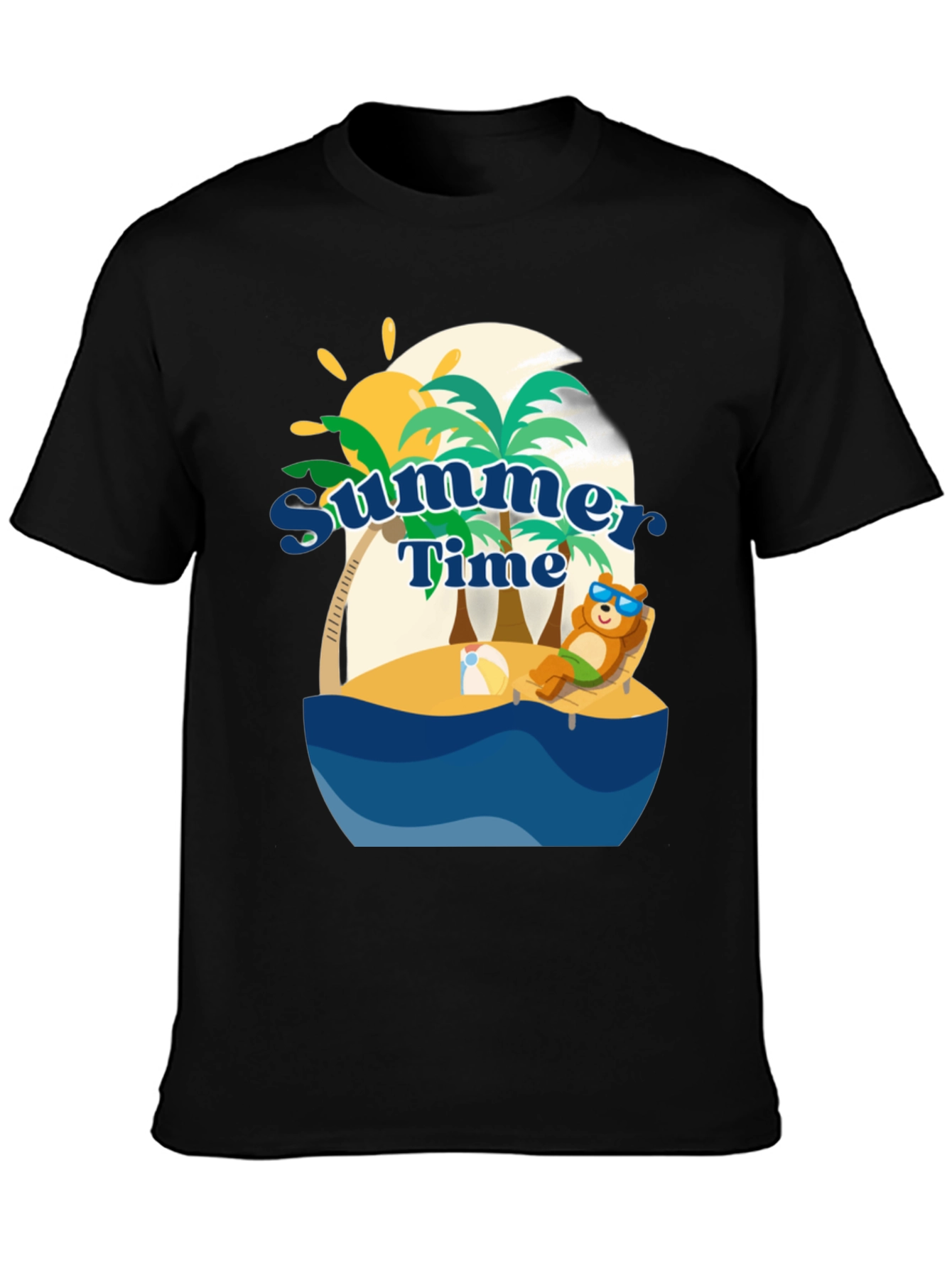 Summer Time Beach Bear Graphic T-Shirt