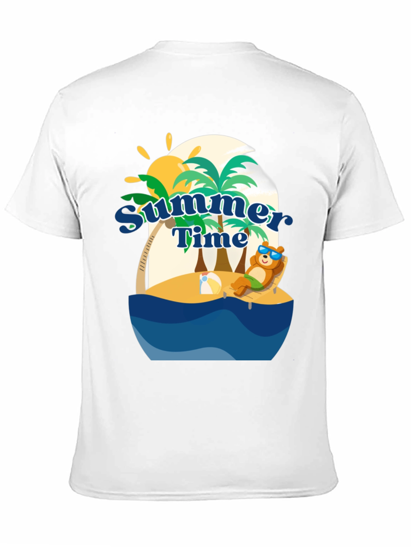 Summer Time Beach Bear Graphic T-Shirt
