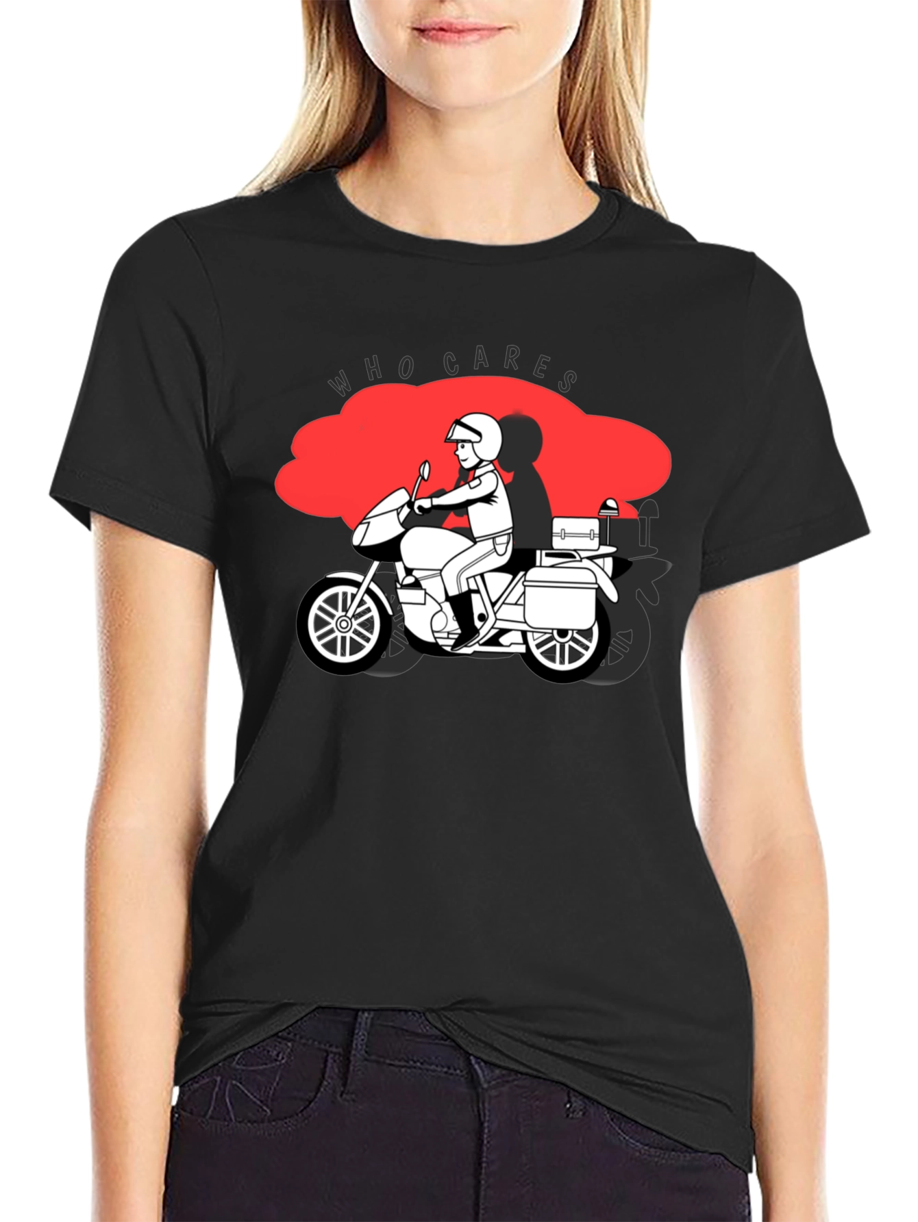 Who Cares Motorcycle Graphic T-Shirt