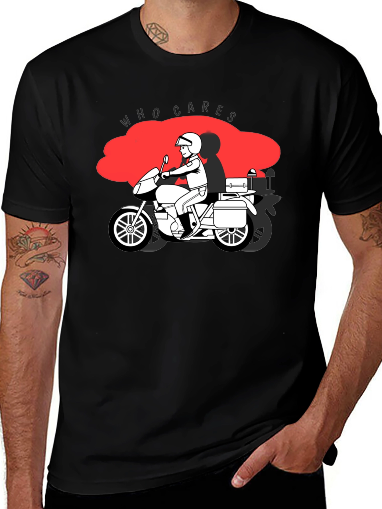 Who Cares Motorcycle Graphic T-Shirt