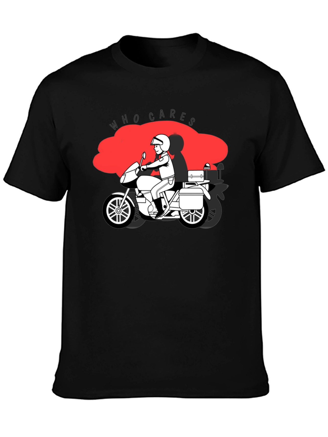 Who Cares Motorcycle Graphic T-Shirt