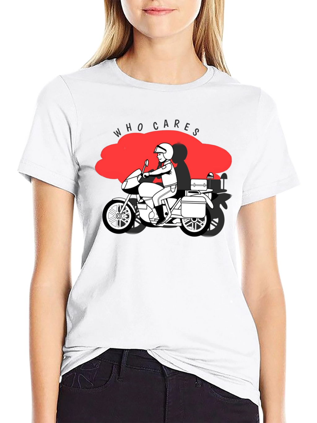 Who Cares Motorcycle Graphic T-Shirt